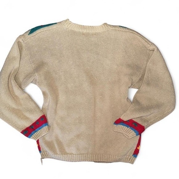 VTG 90s Sz Small Natalie's Southwestern-style Slouchy Cardigan Sweater in Cream - Picture 3 of 5